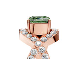 Rose gold Fancy Green Asscher  Solitaire Twist Band Pavé Diamond Engagement Ring_20