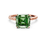 Rose gold Fancy Green Asscher  Solitaire Twist Band Ring with Four-Prong Setting_84