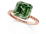 Rose gold Fancy Green Asscher  Solitaire Twist Band Ring with Four-Prong Setting_85