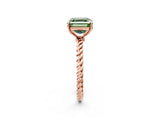 Rose gold Fancy Green Asscher  Solitaire Twist Band Ring with Four-Prong Setting_86