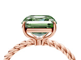 Rose gold Fancy Green Asscher  Solitaire Twist Band Ring with Four-Prong Setting_88