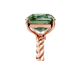 Rose gold Fancy Green Asscher  Solitaire Twist Band Ring with Four-Prong Setting_89