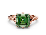 Rose gold Fancy Green Asscher  Solitaire Twist Band Six-Prong Setting 1