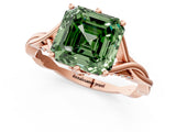 Rose gold Fancy Green Asscher  Solitaire Twist Band Six-Prong Setting 2