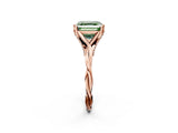 Rose gold Fancy Green Asscher  Solitaire Twist Band Six-Prong Setting 3