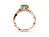 Rose gold Fancy Green Asscher  Solitaire Twist Band Six-Prong Setting 4