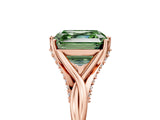 Rose gold Fancy Green Asscher  Solitaire Twist Band Six-Prong Setting