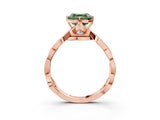 Rose gold Fancy Green Asscher  Solitaire Twist Band with Leaf Prong Setting_29