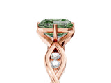 Rose gold Fancy Green Asscher  Solitaire Twist Band with Leaf Prong Setting_31