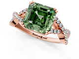 Rose gold Fancy Green Asscher  Solitaire Twist Band with Pavé Setting and Four-Prong Setting_1