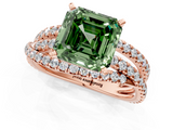 Rose gold Fancy Green Asscher  Solitaire Twist Band with Pavé Setting and Four-Prong Setting_1