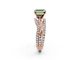 Rose gold Fancy Green Asscher  Solitaire Twist Band with Pavé Setting and Four-Prong Setting_2