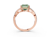 Rose gold Fancy Green Asscher  Solitaire Twist Band with Pavé Setting and Four-Prong Setting_3