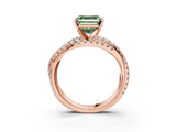 Rose gold Fancy Green Asscher  Solitaire Twist Band with Pavé Setting and Four-Prong Setting_3
