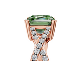 Rose gold Fancy Green Asscher  Solitaire Twist Band with Pavé Setting and Four-Prong Setting_5