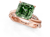 Rose gold Fancy Green Asscher  Solitaire Twist Band with Pave Prong Setting_18