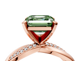 Rose gold Fancy Green Asscher  Solitaire Twist Band with Pave Prong Setting_21