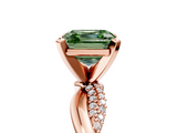 Rose gold Fancy Green Asscher  Solitaire Twist Band with Pave Prong Setting_22