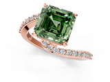 Rose gold Fancy Green Asscher  Solitaire Twist Band with Pave Set Diamonds and Four-Prong Setting_1