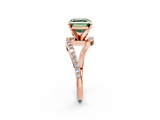 Rose gold Fancy Green Asscher  Solitaire Twist Band with Pave Set Diamonds and Four-Prong Setting_2