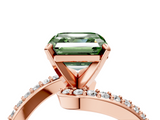 Rose gold Fancy Green Asscher  Solitaire Twist Band with Pave Set Diamonds and Four-Prong Setting_4