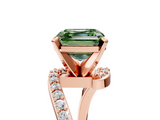 Rose gold Fancy Green Asscher  Solitaire Twist Band with Pave Set Diamonds and Four-Prong Setting_5