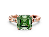 Rose gold Fancy Green Asscher  Solitaire Twisted Band Prong Set Engagement Ring_29