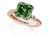 Rose gold Fancy Green Asscher  Solitaire Twisted Band Prong Set Engagement Ring_30