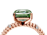 Rose gold Fancy Green Asscher  Solitaire Twisted Band Prong Set Engagement Ring_33