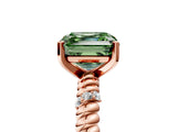 Rose gold Fancy Green Asscher  Solitaire Twisted Band Prong Set Engagement Ring_34