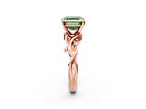 Rose gold Fancy Green Asscher  Solitaire Twisted Band Prong Setting Ring_2