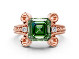 Rose gold Fancy Green Asscher  Solitaire Twisted Band Scroll Prong Ring_5