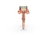 Rose gold Fancy Green Asscher  Solitaire Twisted Band Scroll Prong Ring_7