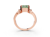 Rose gold Fancy Green Asscher  Solitaire Twisted Band Scroll Prong Ring_8