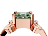 Rose gold Fancy Green Asscher  Solitaire Twisted Band Scroll Prong Ring_9