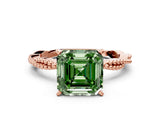 Rose gold Fancy Green Asscher  Solitaire Twisted Band with Bead Prong Setting_48