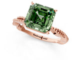 Rose gold Fancy Green Asscher  Solitaire Twisted Band with Bead Prong Setting_49