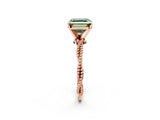 Rose gold Fancy Green Asscher  Solitaire Twisted Band with Bead Prong Setting_50