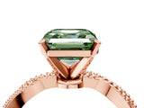 Rose gold Fancy Green Asscher  Solitaire Twisted Band with Bead Prong Setting_52