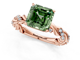 Rose gold Fancy Green Asscher  Solitaire Twisted Band with Pavé Accents and Four-Prong Setting_1