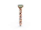 Rose gold Fancy Green Asscher  Solitaire Twisted Band with Pavé Accents and Four-Prong Setting_2