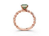 Rose gold Fancy Green Asscher  Solitaire Twisted Band with Pavé Accents and Four-Prong Setting_3