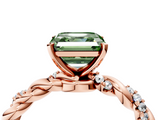 Rose gold Fancy Green Asscher  Solitaire Twisted Band with Pavé Accents and Four-Prong Setting_4
