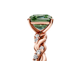 Rose gold Fancy Green Asscher  Solitaire Twisted Band with Pavé Accents and Four-Prong Setting_5