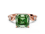 Rose gold Fancy Green Asscher  Solitaire Twisted Band with Prong Setting 10