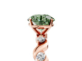 Rose gold Fancy Green Asscher  Solitaire Twisted Band with Prong Setting 11