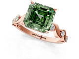 Rose gold Fancy Green Asscher  Solitaire Twisted Band with Prong Setting 5