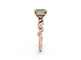 Rose gold Fancy Green Asscher  Solitaire Twisted Band with Prong Setting 6