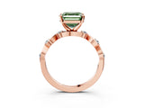 Rose gold Fancy Green Asscher  Solitaire Twisted Band with Prong Setting 7