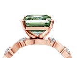 Rose gold Fancy Green Asscher  Solitaire Twisted Band with Prong Setting 8